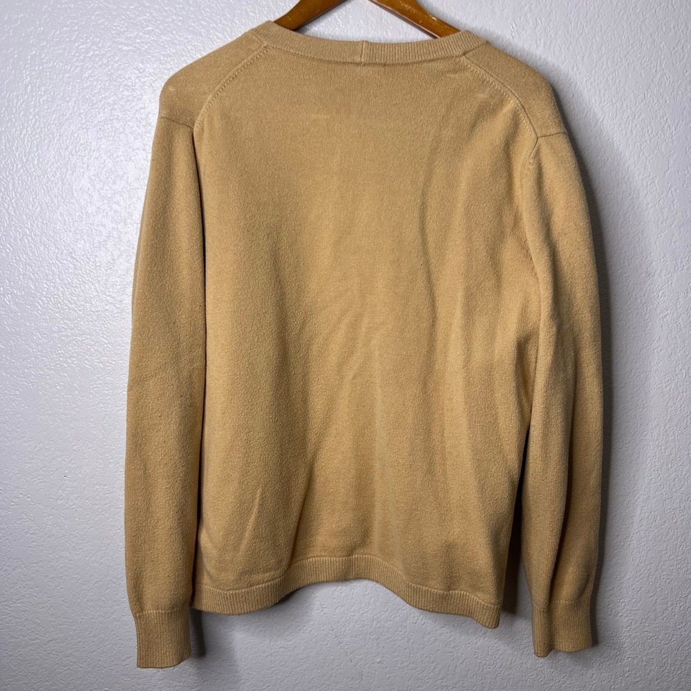 Vintage Guess Originals Tan Embroidered Logo Button Front Cardigan Sweater M - Picture 4 of 8